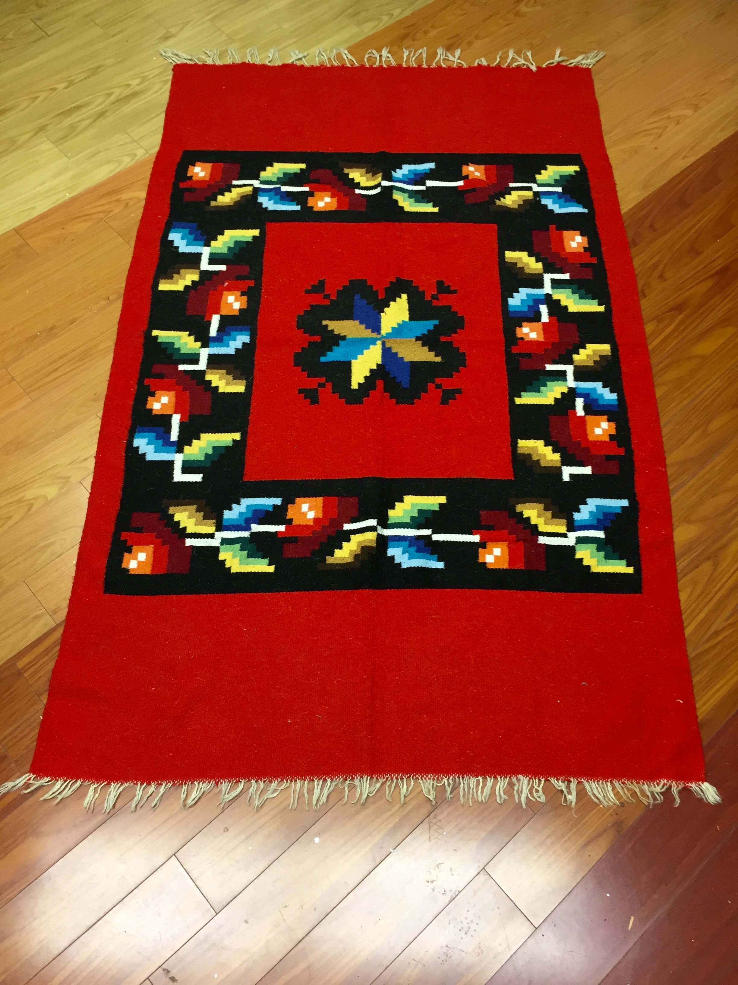 Handwoven Wool Mexican Rug EBTH